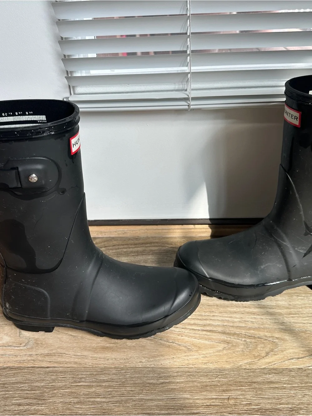 Hunter Black Rain Boots with Red-Trim Logo